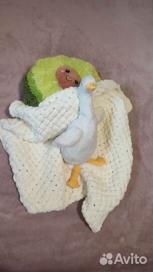 Плед детский плюшевый вязаный 81х78