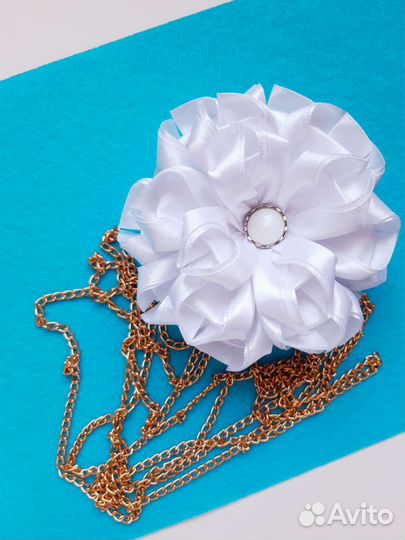 Бант белый пышный 10 см