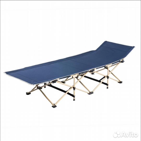 Кровать раскладушка усиленная с матрасом, Синяя