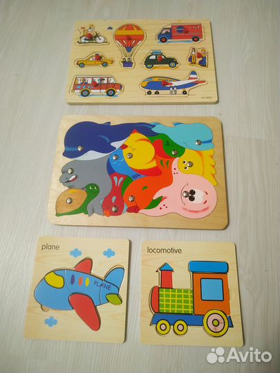 Игровой набор Деревянная рамка-вкладыш+деревянные