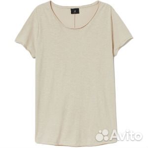 Футболка H&M Raw-edge, светло-бежевый