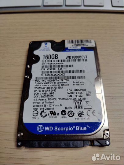 Жесткий диск Western Digital Scorpio Blue 160gb