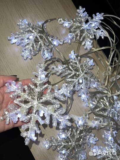 Гирлянды снежинки 8 шт в длину