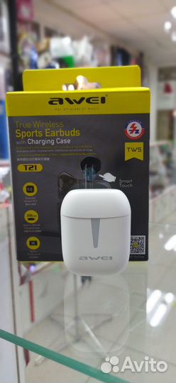 Наушник-гарнитура беспроводные Awei T21, белые