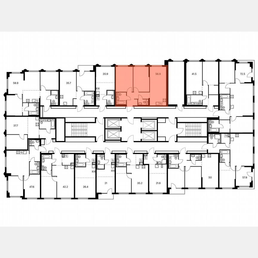 2-к. квартира, 56,9 м², 20/32 эт.