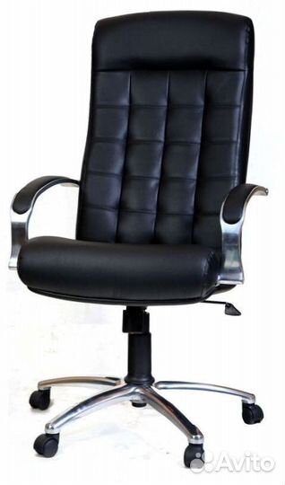 Компьютерное кресло Стиль Хром, экокожа, черный