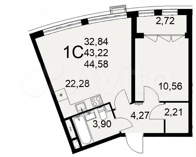1-к. квартира, 53,4 м², 5/16 эт.