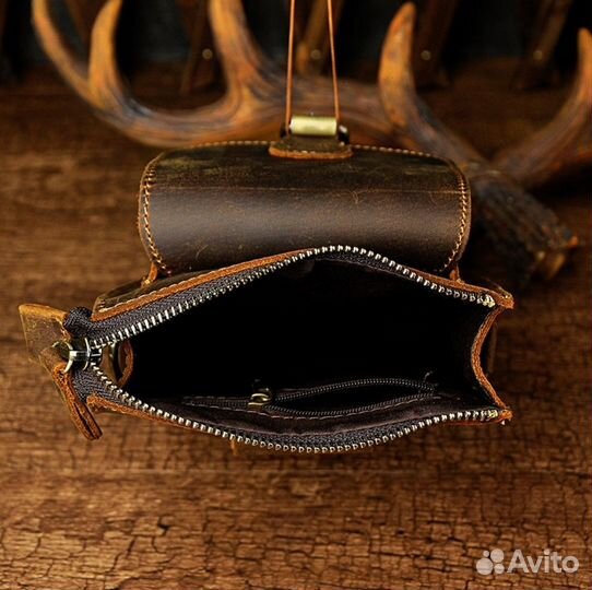 Сумка мужская на ремень/плечо из кожи крейзи хорс