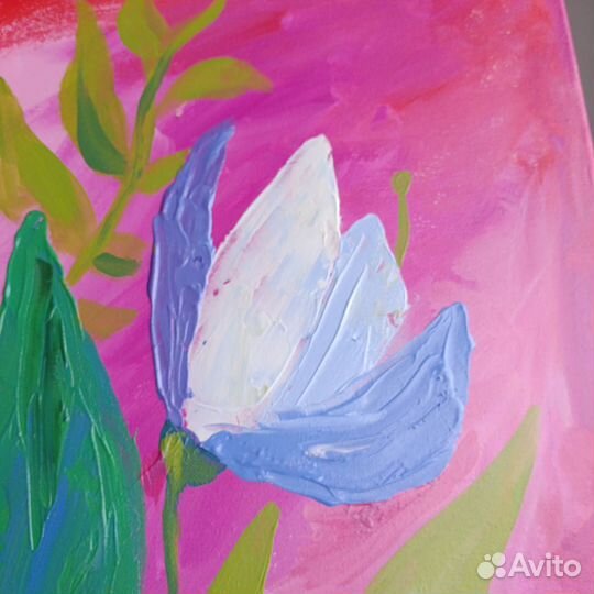 Интерьерная картина текстурная цветы