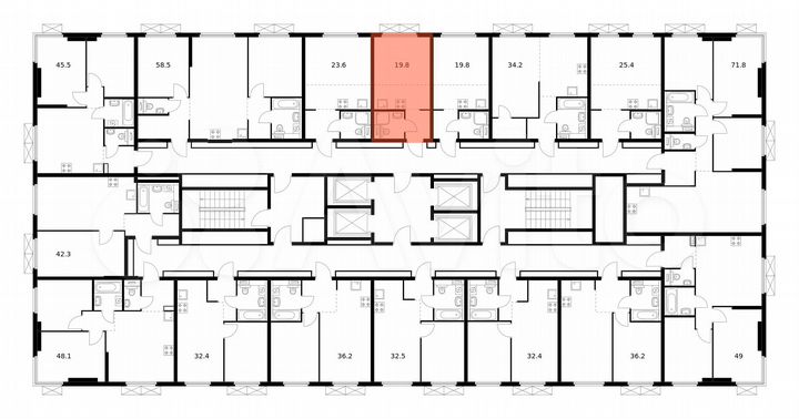 Квартира-студия, 19,8 м², 32/33 эт.
