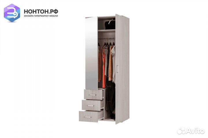 Шкаф двухстворчатый Белла ясень белый