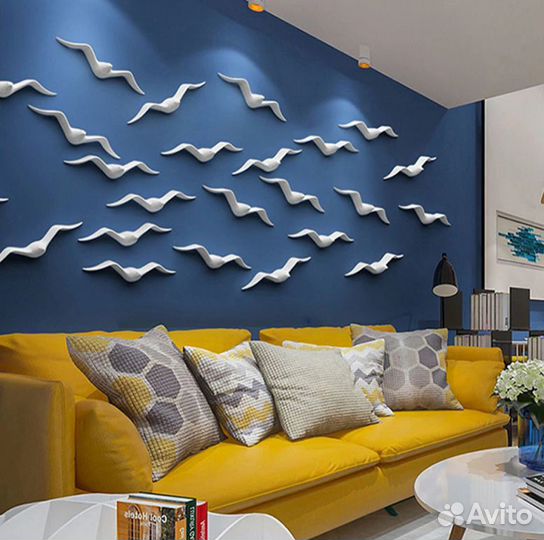 Декор 3D Чайки на стену украшение для дома офиса