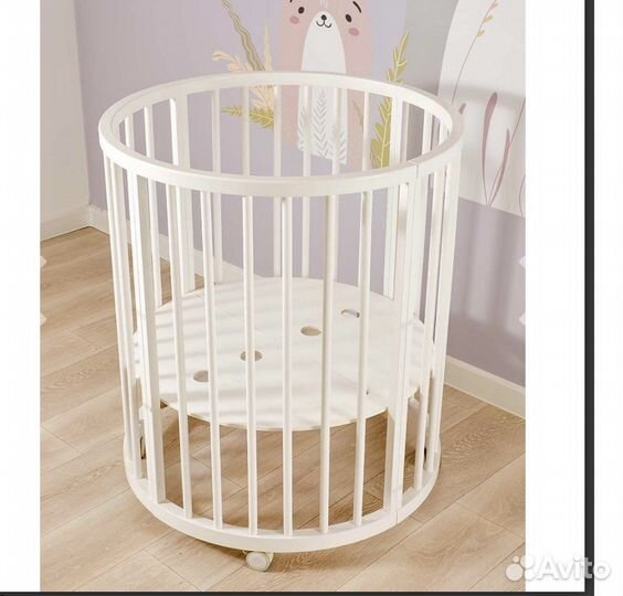 Кроватка трансформер Dreams круглая 8 в 1 бел. бук