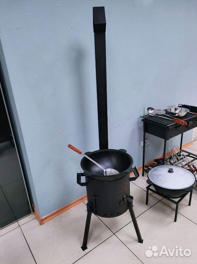 Казан печь с трубой
