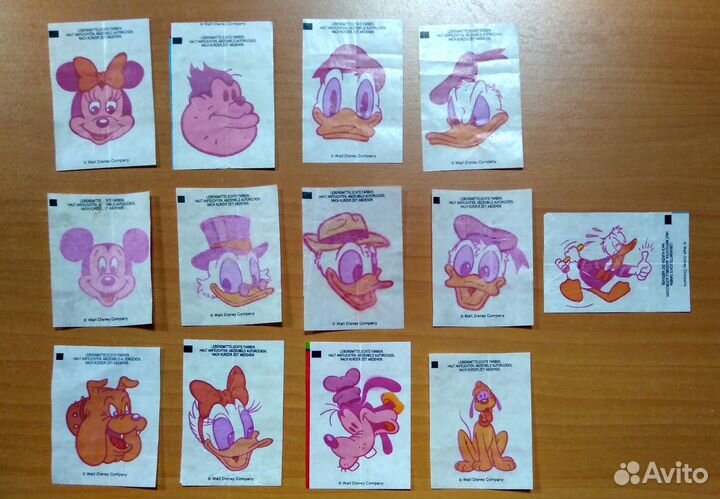 Вкладыши от жвачек Donald ML и переводилки Дисней