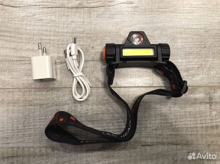 Налобный фонарь 2 режима на акккумуляторе