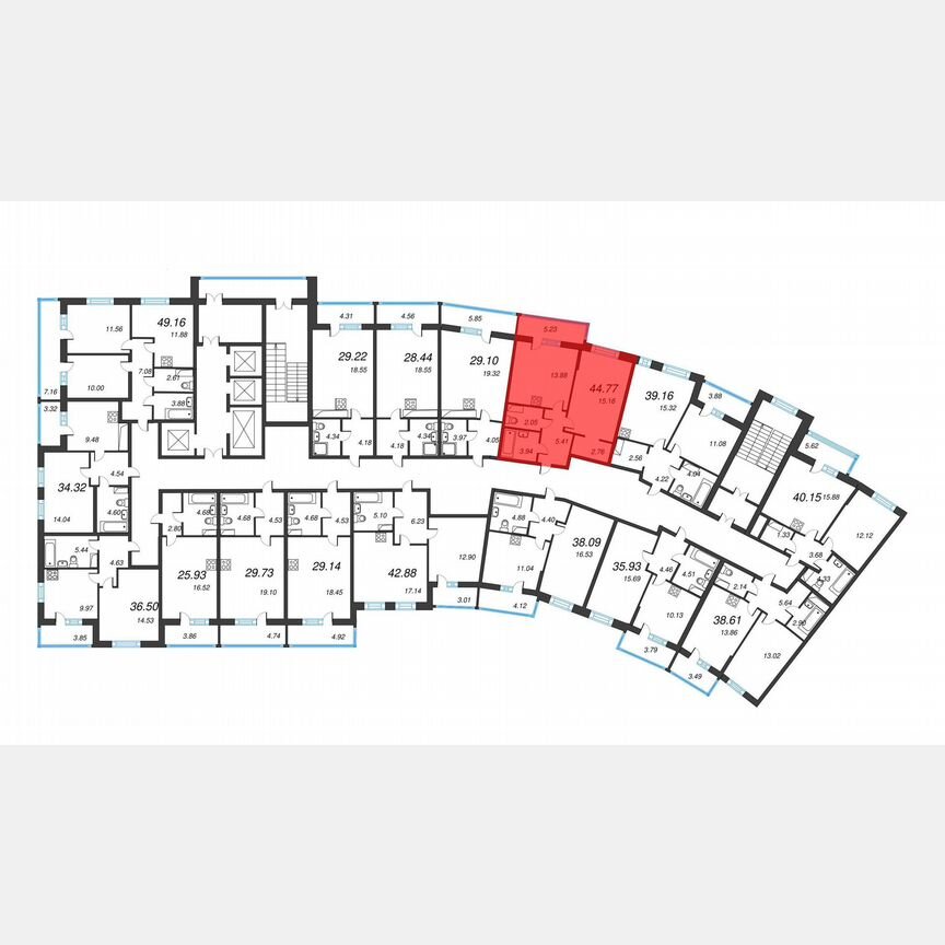 1-к. квартира, 48,4 м², 9/22 эт.