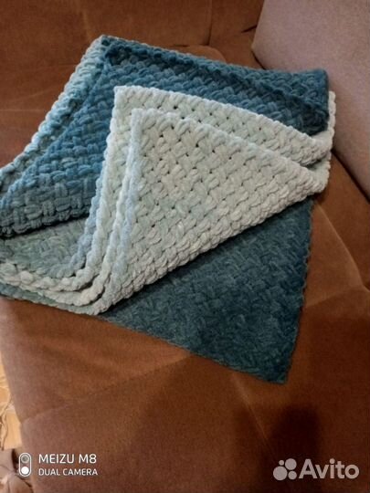 Плед ручной работы из ализе пуффи файн 100х170