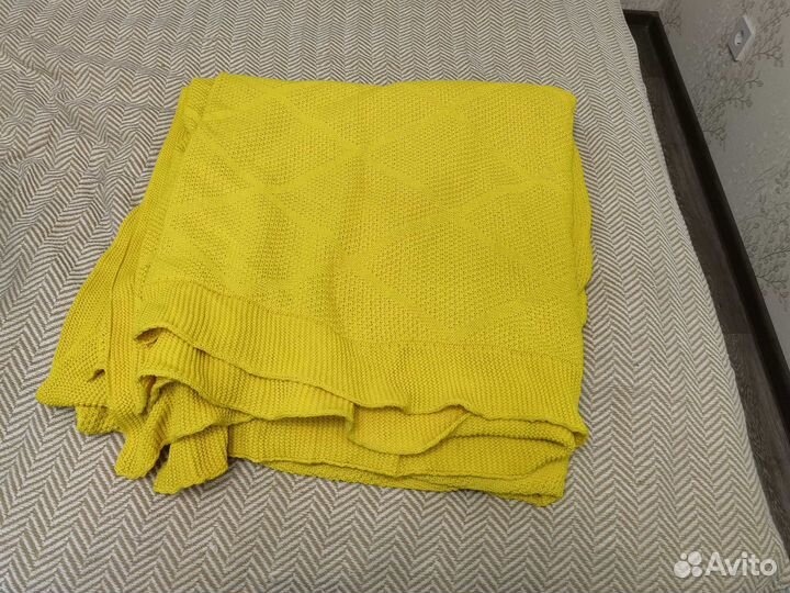 Плед желтый warm whiff, Хлопок, 240х220 см