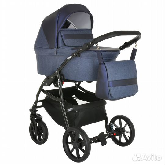 Коляска 2 в1 Nino короб+прогулка Midnight+Кожа Met