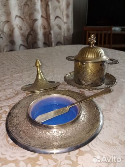 Икорница и сахарница винтаж 1970х Индия