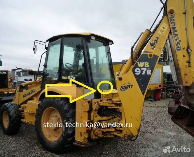 Стекло заднее нижнее на Komatsu WB97R-2