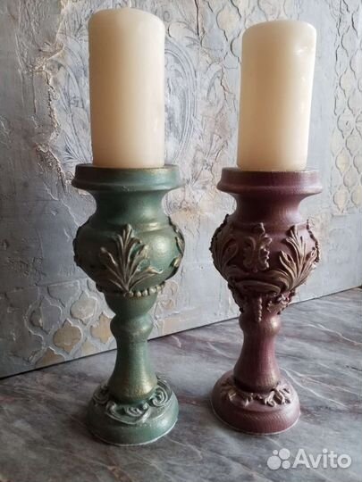 Подсвечники. Дерево, стекло