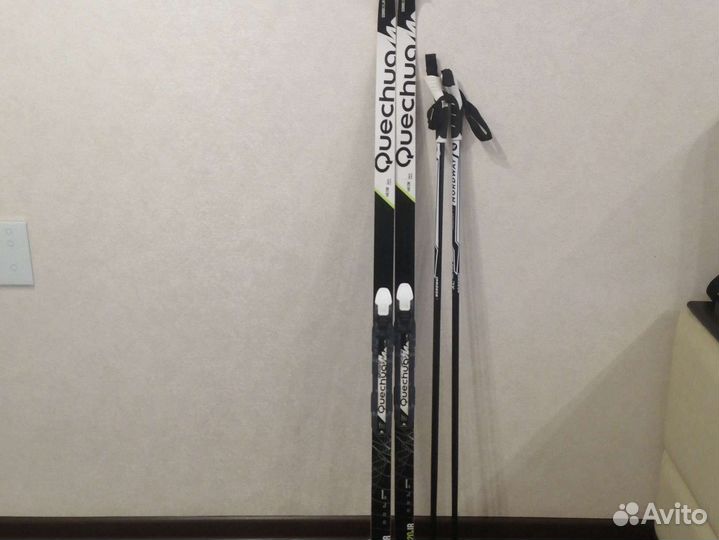 Лыжи детские 140 с палками 114см+чехол и ботинки