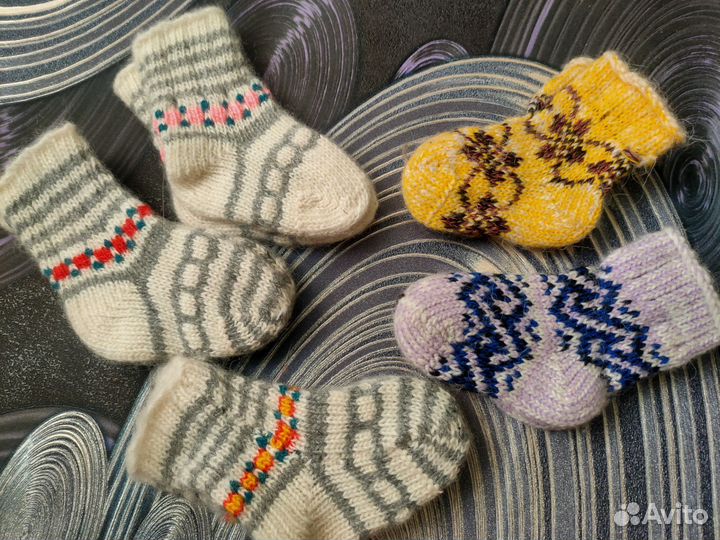 Носочки шерстяные для новорожденного 3-9 мес