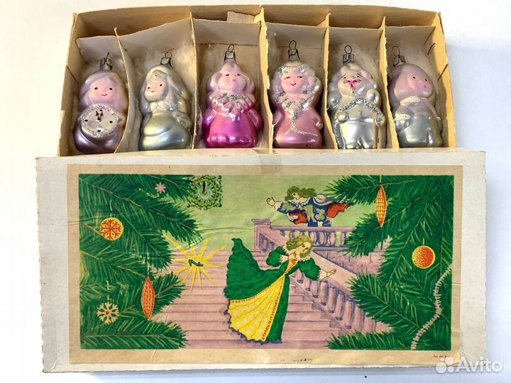 Набор елочных игрушек СССР золушка, стекло