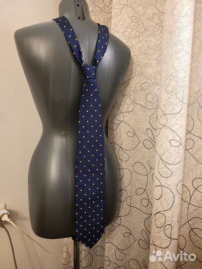 Галстук мужской синий в горошек