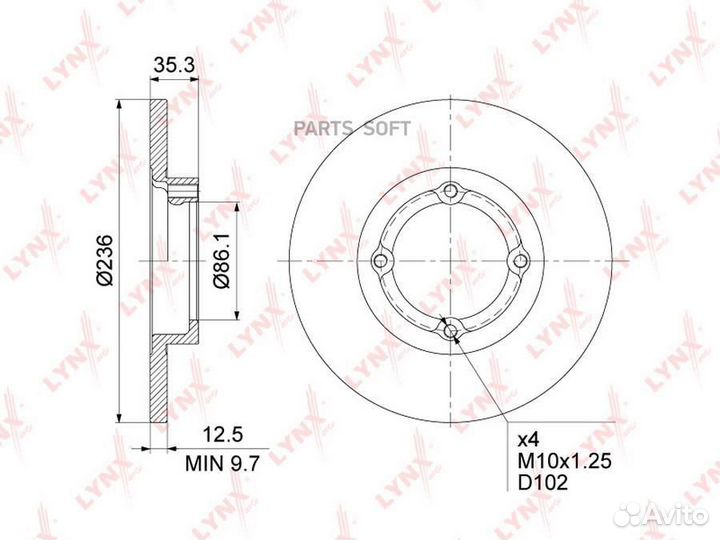 Диск тормозной передний (236x12,5) перед прав/лев BN1359 lynxauto