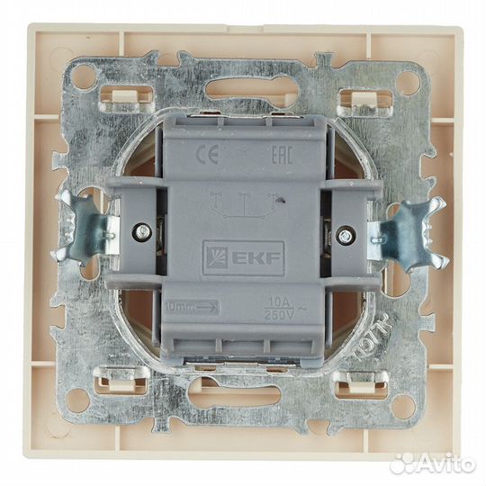 Выключатель нажимной с рамкой EKF Минск ERV10-028-20 одноклавишный встраиваемый бежевый с самовозвра