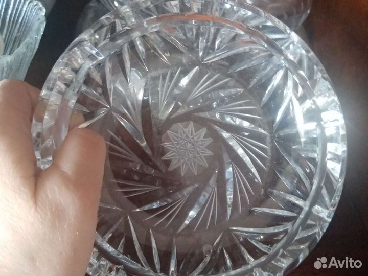 Хрустальная тяжелая пепельница Германия настоящий
