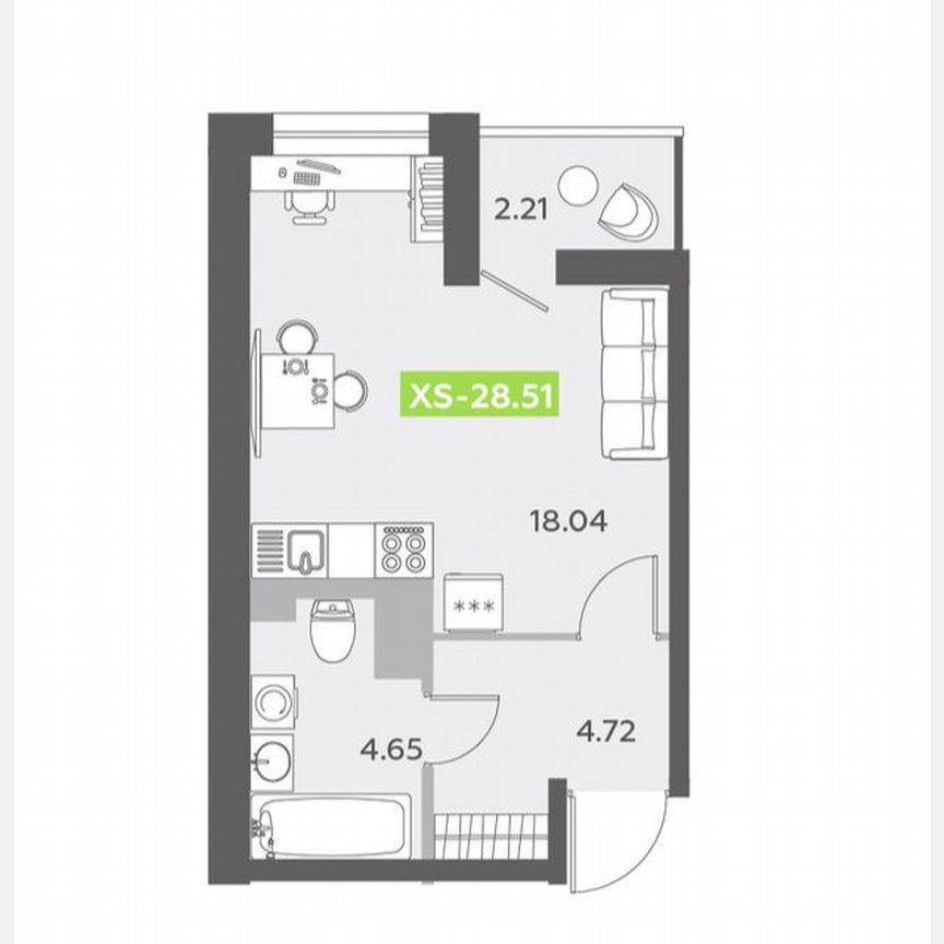 Квартира-студия, 28,5 м², 13/13 эт.