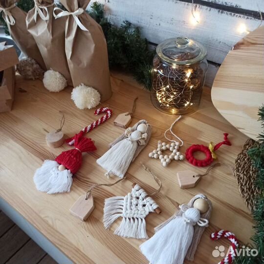 Новогодние игрушки макраме набор