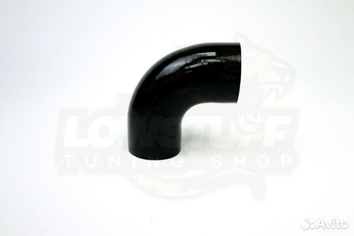 Патрубок силиконовый 90 град 57мм длина 100мм стенка 5мм черный