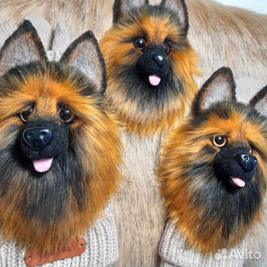 Звероварежки и брошь овчарка
