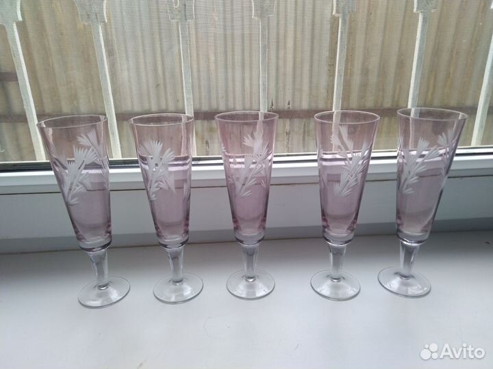 Старинные Фужеры цветной хрусталь СССР ГДР