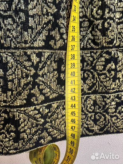 Юбка порча черная с золотом на высокой талии