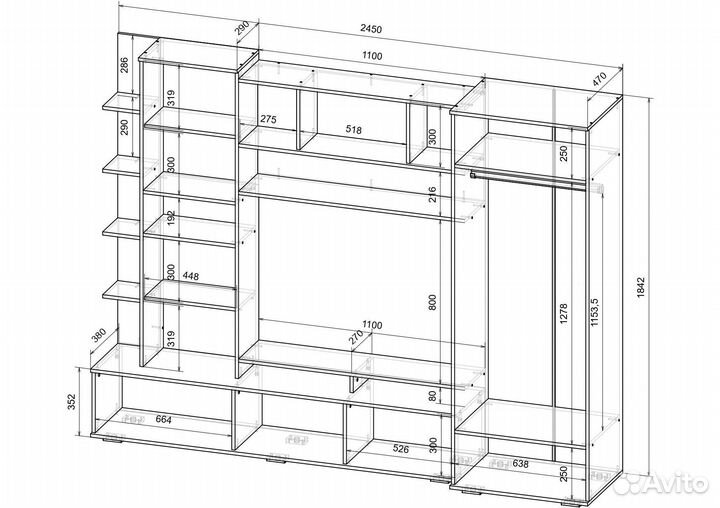 Стенка в гостиную Анис в белом цвете