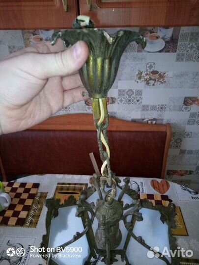 Люстра фонарь СССР бронзовая