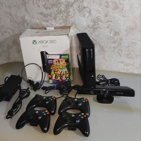 Xbox 360E + 4 джойстиа + кинект с диском