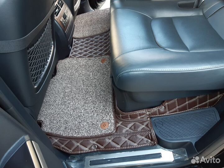 5D Ковры экокожа Toyota LC200 / LX570 - Коричневые