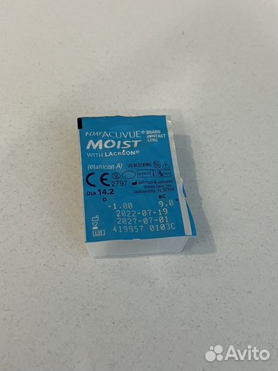 Линзы 1 day acuvue moist -1 0,9