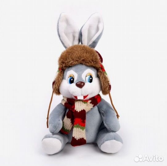 Мягкая игрушка «Кролик в ушанке», 16 см