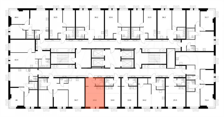 Квартира-студия, 23,6 м², 22/33 эт.