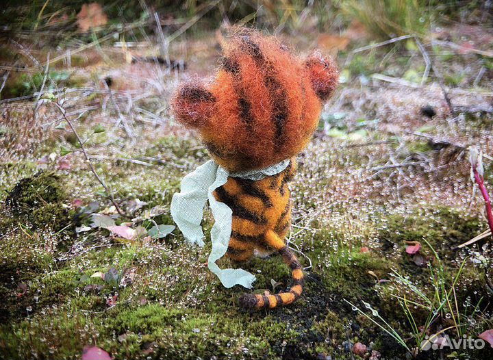 Валяный тигренок из шерсти