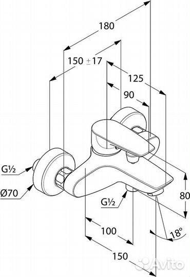 Смеситель для ванны с душем Kludi Pure&Solid 346810575 хром