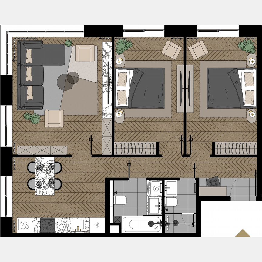 3-к. апартаменты, 78,6 м², 21/23 эт.